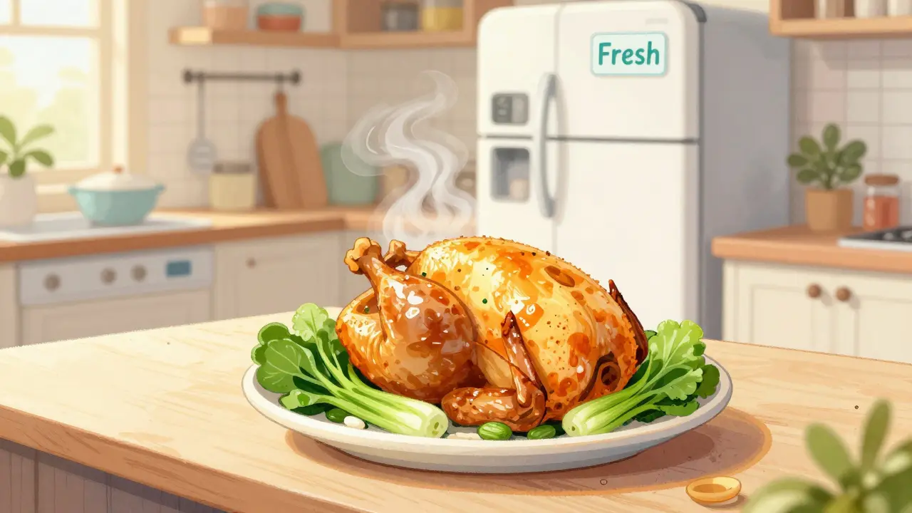 A bright kitchen scene with fresh, healthy food to emphasize the importance of freshness.